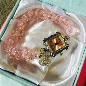 Swarovski Jewelry - Pink Swarovski Crystals With Charm analog watch Swarovski Jewelry - Pink Swarovski Crystals With Charm analog watch